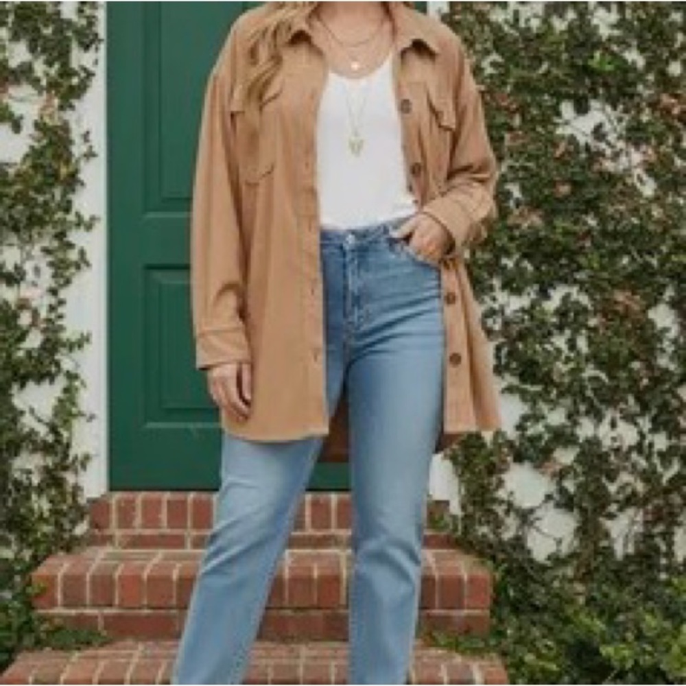 1199.  Shacket Long Sleeve Button Down With Pockets Oversized